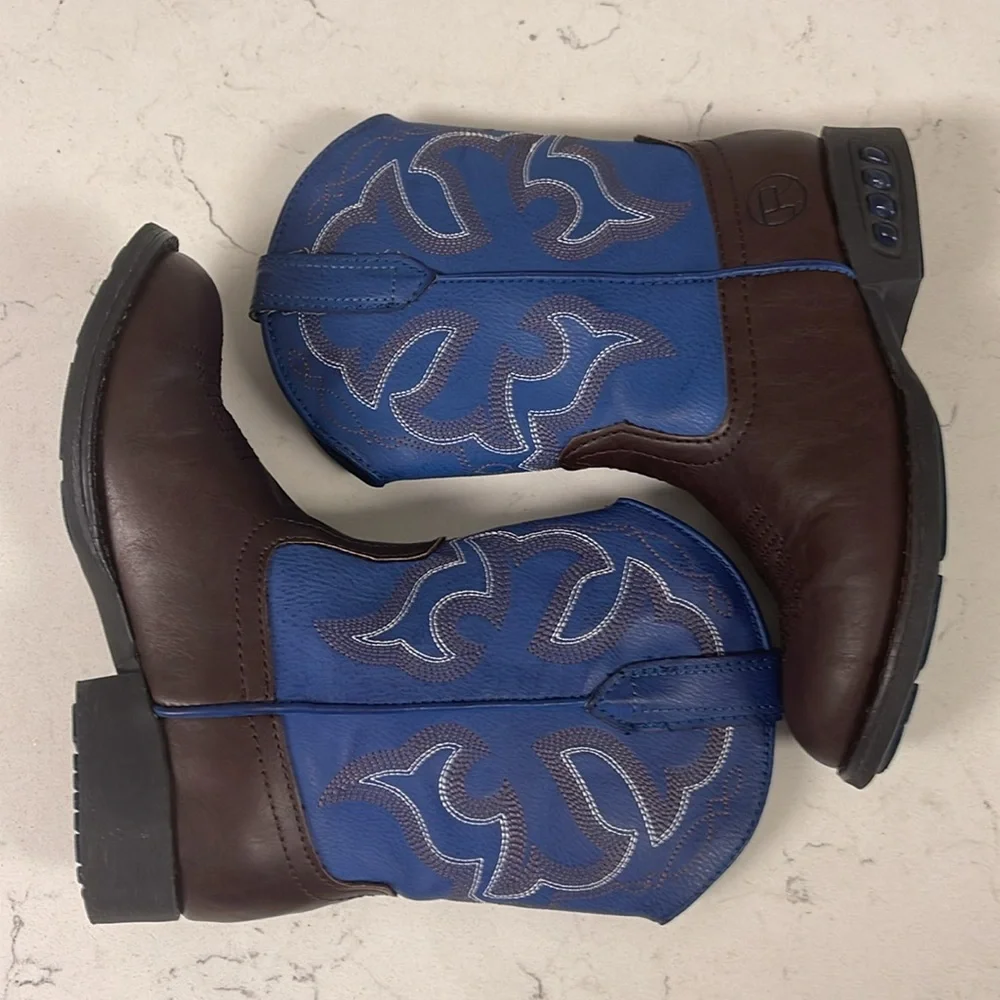 Roper Kids Lightning (Toddler/Little Kid) Blue and Brown Western Boots Size 11
